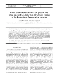 Effect of Different Salinities on Growth and Intra-And Extracellular Toxicity