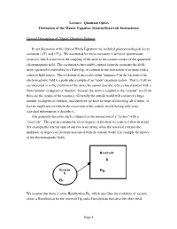 Page 1 Lecture: Quantum Optics Derivation of the Master Equation