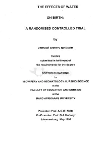 The Effects of Water on Birth : a Randomised Controlled Trial