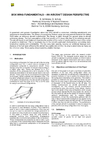 Box Wing Fundamentals – an Aircraft Design Perspective