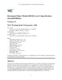Document Object Model †DOM‡ Level 1 Specification †Second Edition‡