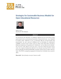 Strategies for Sustainable Business Models for Open Educational Resources