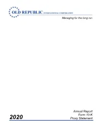 Annual Report Form 10-K Proxy Statement