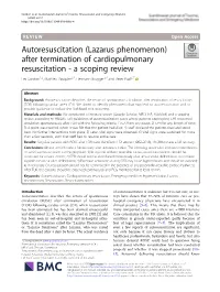 Autoresuscitation (Lazarus Phenomenon) After Termination Of
