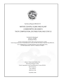 Native Coastal Flora and Plant Communities in Hawai`I: Their Composition, Distribution, and Status