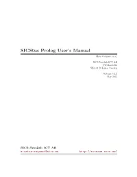 Sicstus Prolog User's Manual