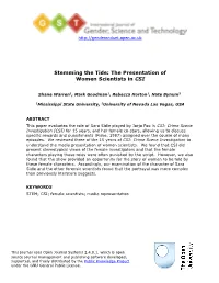 Stemming the Tide: the Presentation of Women Scientists in CSI