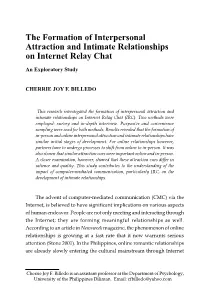 The Formation of Interpersonal Attraction and Intimate Relationships on Internet Relay Chat