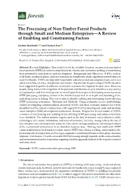 The Processing of Non-Timber Forest Products Through Small and Medium Enterprises—A Review of Enabling and Constraining Factors