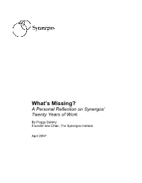 A Personal Reflection on Synergos' Twenty Years of Work