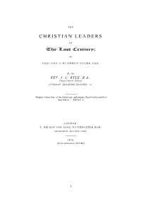 Christian Leaders of 18Th Century
