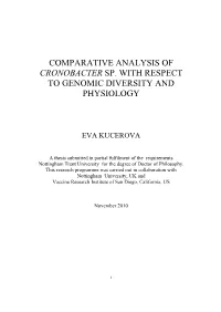 Comparative Analysis of Cronobacter Sp. with Respect to Genomic Diversity and Physiology