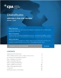 Divestitures: Applying a Five-Step Process