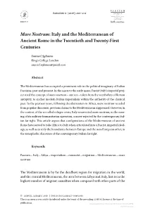 Mare Nostrum: Italy and the Mediterranean of Ancient Rome in the Twentieth and Twenty-First Centuries