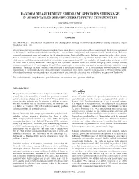 Random Measurement Error and Specimen Shrinkage in Short-Tailed Shearwaters Puffinus Tenuirostris