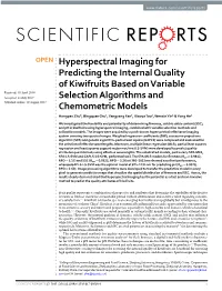Hyperspectral Imaging for Predicting the Internal Quality of Kiwifruits