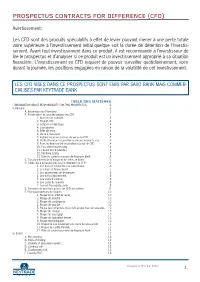Prospectus Contracts for Difference (Cfd)
