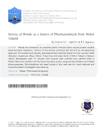 Survey of Weeds As a Source of Pharmaceuticals from Mohol Tahasil