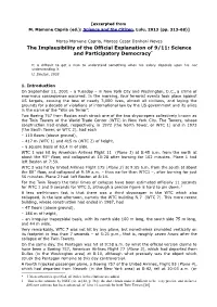 The Implausibility of the Official Explanation of 9/11: Science and Participatory Democracy*
