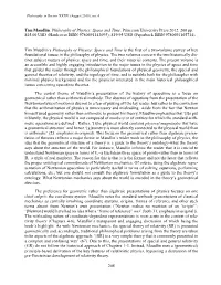 208 Tim Maudlin. Philosophy of Physics: Space and Time. Princeton