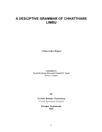 A Desciptive Grammar of Chhatthare Limbu