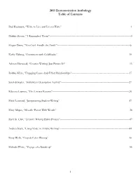 Demonstration Anthology Table of Contents