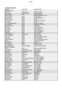 National Distribution Lists of Media for the "Help"