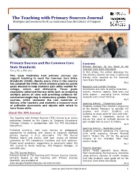 Primary Sources and the Common Core State Standards, Vol