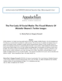 The First Lady of Social Media: the Visual Rhetoric of Michelle Obama's Twitter Images