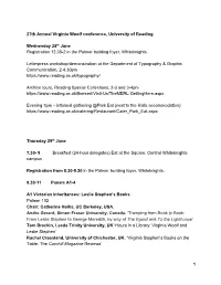 27Th Annual Virginia Woolf Conference, University of Reading Wednesday