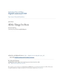 All the Things I've Been Richard Helmling University of Texas at El Paso, Any@Helmling.Com