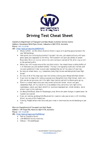 Driving Test Cheat Sheet