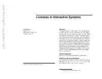 Liveness in Interactive Systems