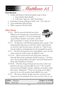 Matthew 15 Introduction 1