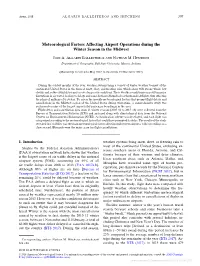 Meteorological Factors Affecting Airport Operations During the Winter Season in the Midwest