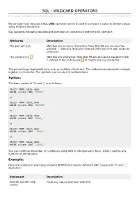 SQL Wildcard Operators
