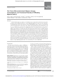 The Tumor Microenvironment Shapes Lineage, Transcriptional, and Functional Diversity of Inﬁltrating Myeloid Cells