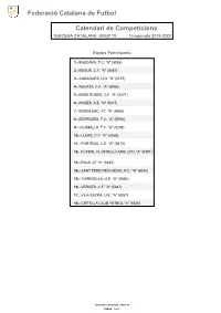 Calendari De Competició