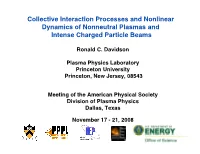 Collective Interaction Processes and Nonlinear Dynamics of Nonneutral Plasmas and Intense Charged Particle Beams