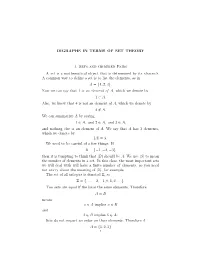 DIGRAPHS in TERMS of SET THEORY 1. Sets and Ordered Pairs