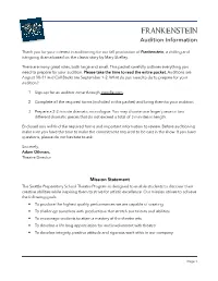 Frankenstein Audition Packet