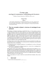 Getting a Grip: Ontological Commitment, Truthmaking and Aboutness