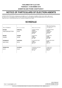 Notice of Particulars of Election Agents Schedule