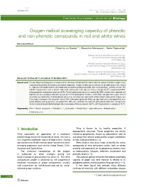 Oxygen Radical Scavenging Capacity of Phenolic and Non-Phenolic Compounds in Red and White Wines
