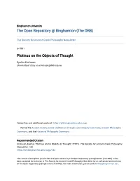 Plotinus on the Objects of Thought