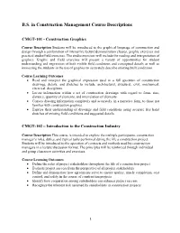 B.S. in Construction Management Course Descriptions