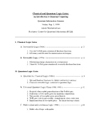 Classical and Quantum Logic Gates: an Introduction to Quantum Computing