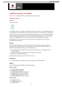 CODESYS Control for Linux ARM SL — Product Data Sheet V0.0.0.1