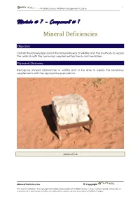 Component # 1 Mineral Deficiencies