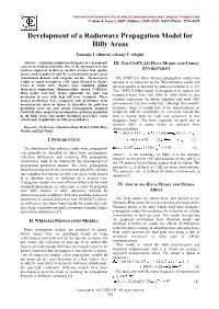 Development of a Radiowave Propagation Model for Hilly Areas